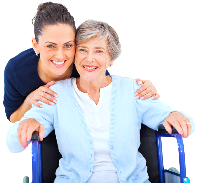 caregiver and elderly woman